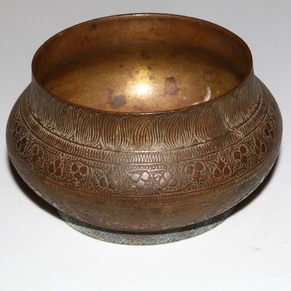 Other - Antique brass metal bowl - base stamped - censer?